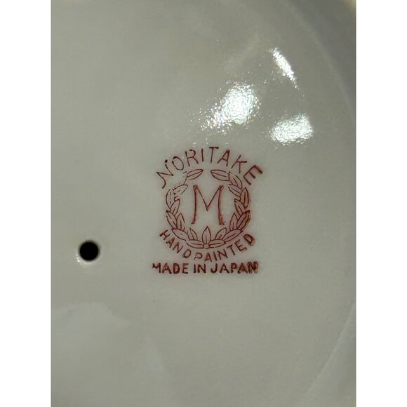 Lusterware Art Deco Noritake Blue Floral Butterfly Ring Trinket Tidbit Soap Dish - Picture 13 of 13